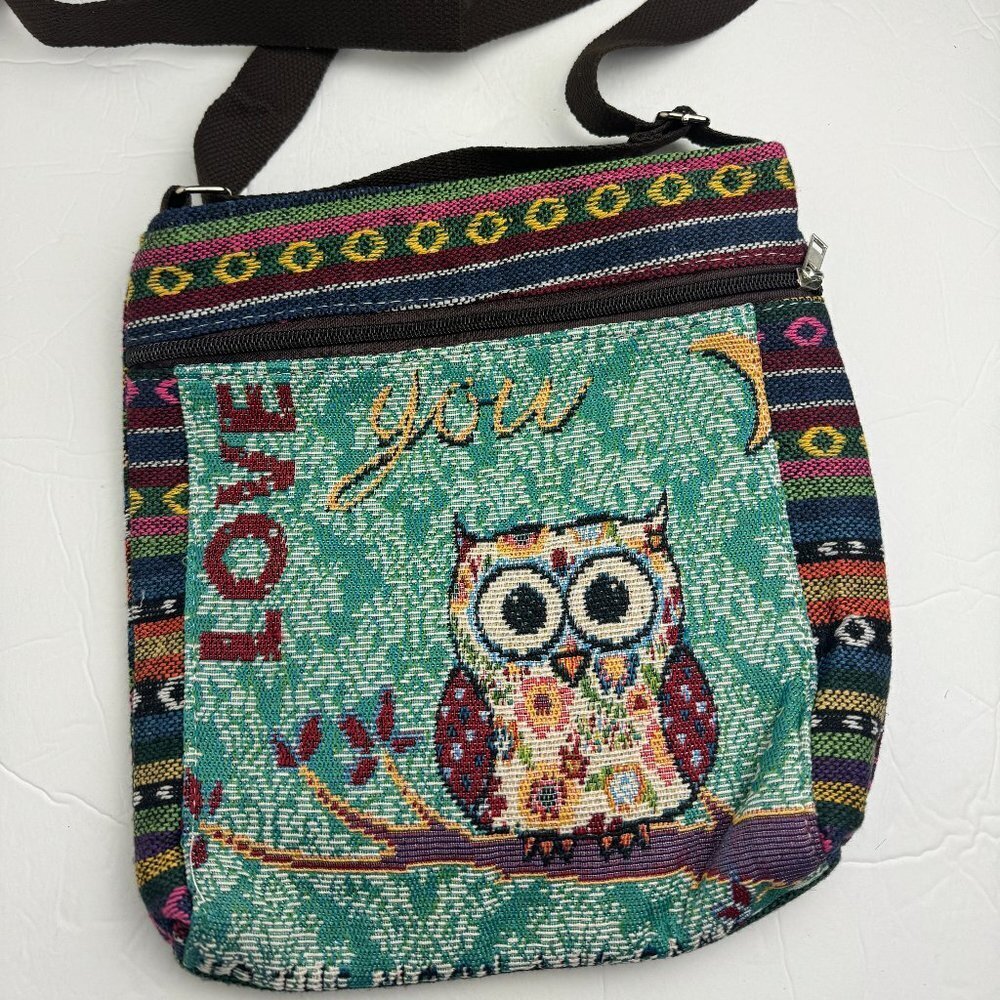 NWOT Tapestry Owl Crossbody Bag Love you